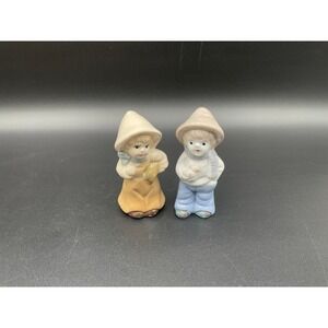 Vintage Boy And Girl Figurines‎ 5" Ceramic Mushroom Decor Farmhouse Cottagecore